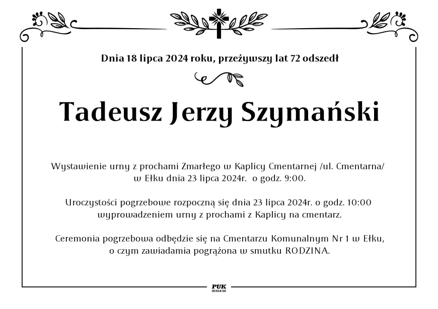 Tadeusz Jerzy Szymański - nekrolog